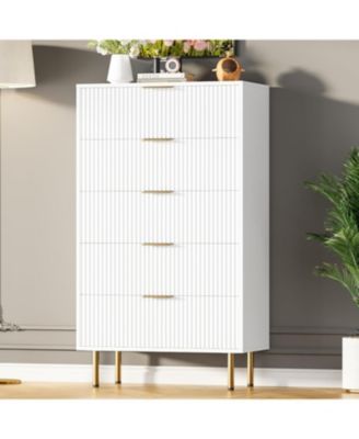 47.9" Tall 5-Drawer Wood Modern Dresser with Metal Handle