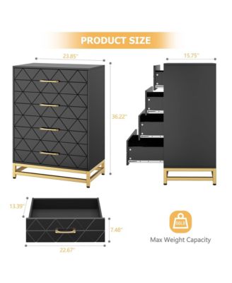 4 Drawer Dresser for Bedroom, Modern Chest of Drawers Storage Organizer