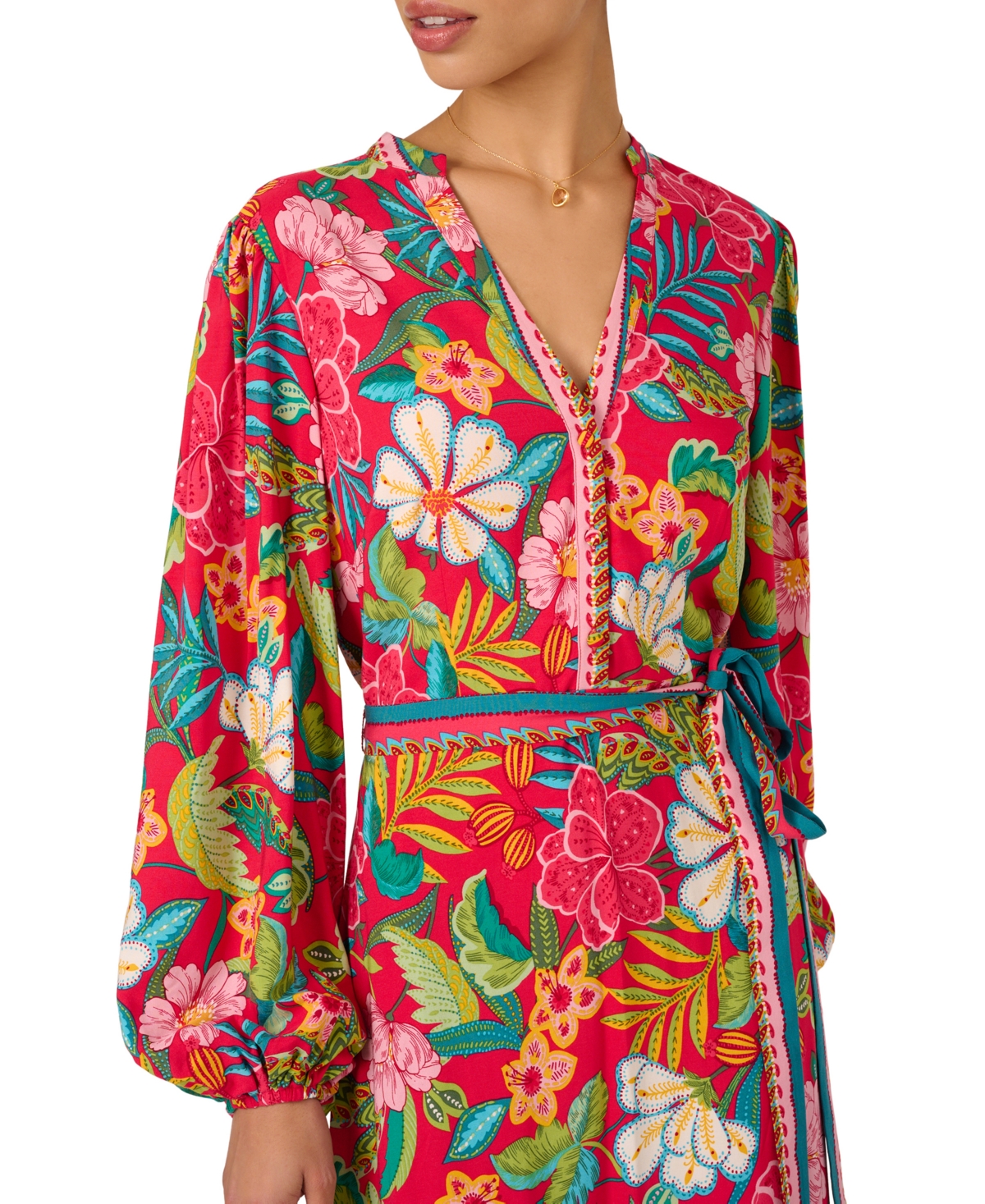 Adrianna Women's V-Neck Printed Midi Dress