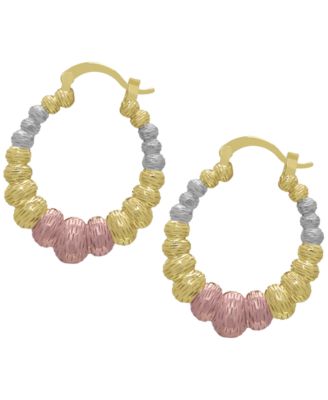 14k Gold Plated Brass Tri-Color Graduated Oval Earrings