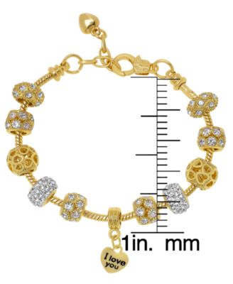 I Love You Crystals Stone Charm Bracelet