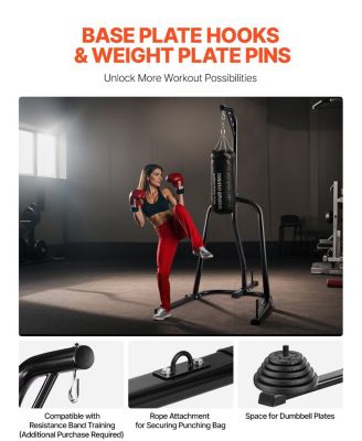 Punching Bag Stand, Heavy-Duty Freestanding Boxing Stand for Home Gym, Supports Punching Bags Up to 140 lb