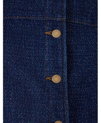 Women's Collarless Lurex Denim Jacket