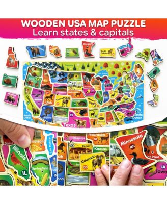 Magnetic Realistic Puzzles States Map for Kids 4-6 Years - Montessori Toys Geography Learning