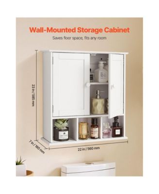 Over Toilet Bathroom Wall Cabinet with 2 Doors and Shelves