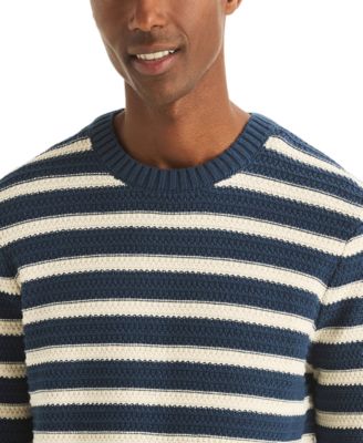 Men's Textured Striped Crewneck Sweater