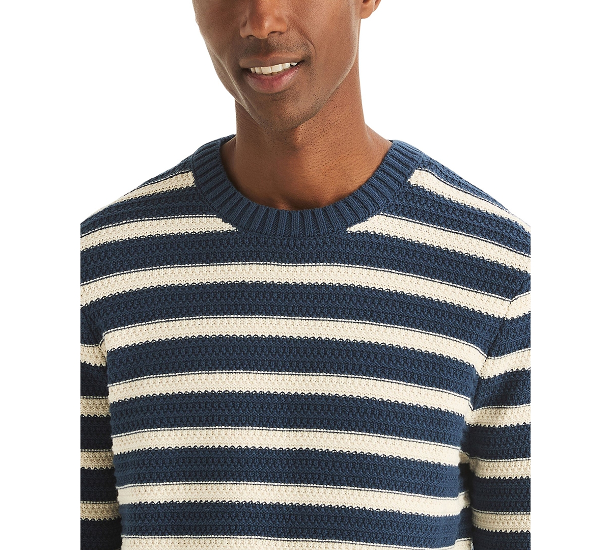 Nautica Men's Textured Striped Crewneck Sweater