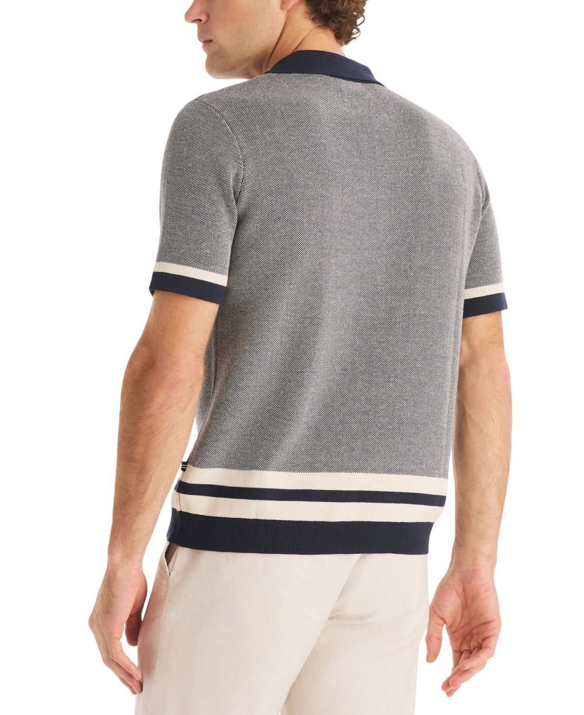 Nautica Men's Jacquard Short-Sleeve Sweater Shirt