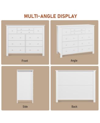 10-Drawer White Dresser 47" Wide, Long Wooden Chest Storage Cabinet for Bedroom, Entryway, Living Room