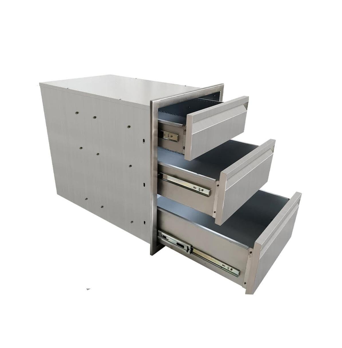 Gaomon 16" x 21" x 23" Outdoor Kitchen Drawer, 3-Layer Stainless Steel Built-In Bbq Access Drawer for Bbq Island
