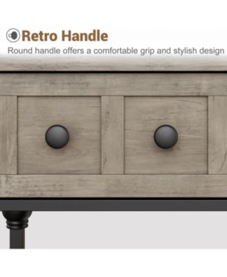  52 Inch 3-Drawer Industrial Metal 3-Tier Sofa Table Behind Couch, Hallway Storage Entryway Table