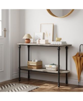 43.3" Brown Entryway Console Table with Two-Tier Storage, Sturdy Sofa Table, Narrow Hallway