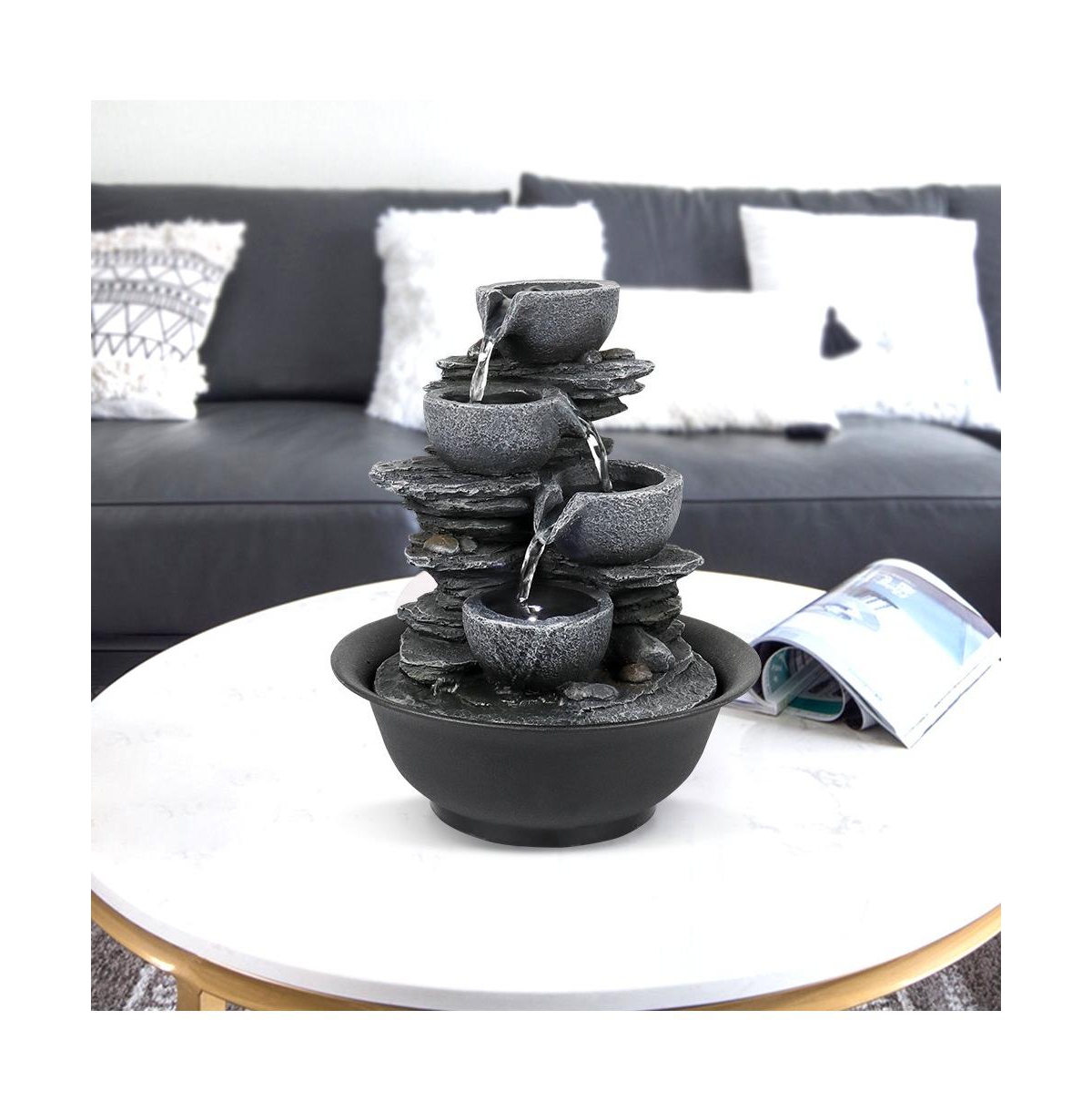 SunJet 10.6" Rock Indoor Water Fountain, Zen Meditation Tabletop Fountain with Led Light & Quiet Pump for Home, Office, Bedroom, Relaxation Decor