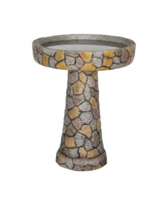 24”H Stone-Like Concrete Bird Bath with Pedestal for Garden, Patio, Yard Outdoor Decor