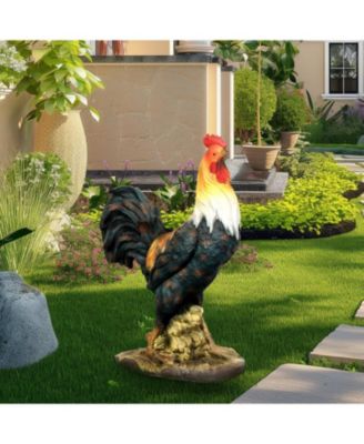 22.4" Rooster Concrete Garden Statue - Large Outdoor Chicken Decor for Garden, Patio, Deck, Home & Office