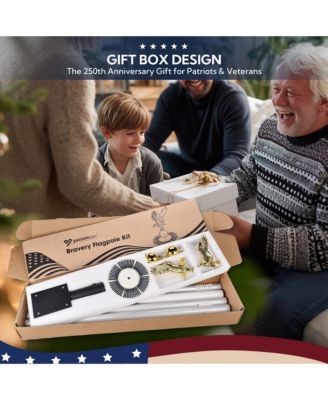 25' Heavy Duty Flag Pole Kit with Solar Light & Deck Mount Bravery MEGA 13 Gauge Aluminum Sectional Flagpole for Outdoor Patio Dock Side Silver