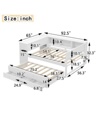 Daybed with Trundle, Storage, Shelves & Desk