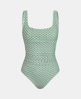 Women's Square-Neck Cutout One-Piece Swimsuit with Wide Straps