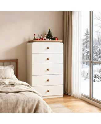 White Storage Cabinet with 5 Drawers, Vertiacl Drawer