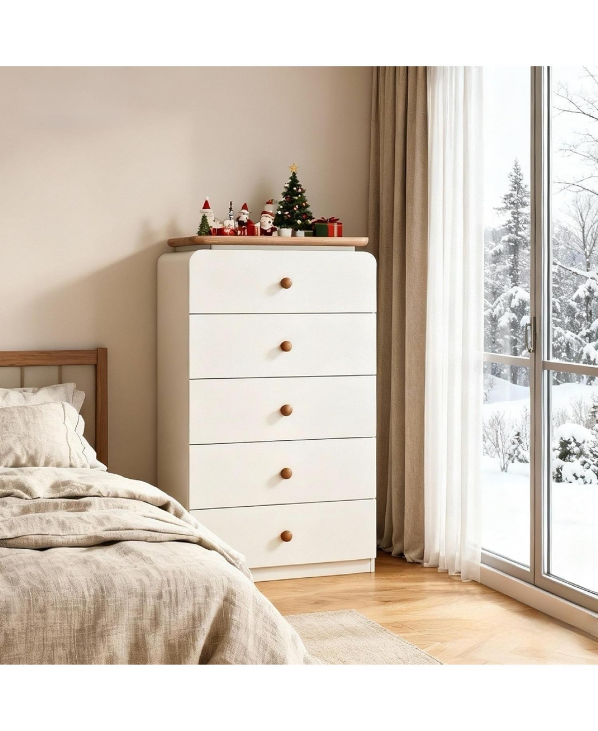 Tribesigns White Storage Cabinet with 5 Drawers, Vertiacl Drawer