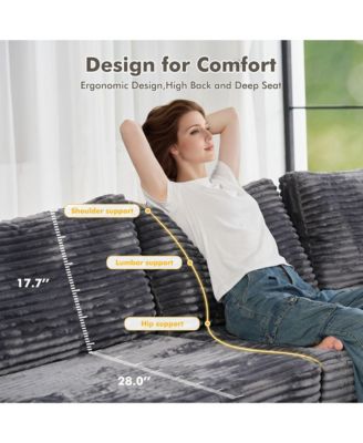 128'' Modular Sectional Sofa Couch, 5-Piece Comfy Corduroy Fabric Couch for Living Room, Modern L-Shaped Deep Seat Sofa with Chaise Ottoman