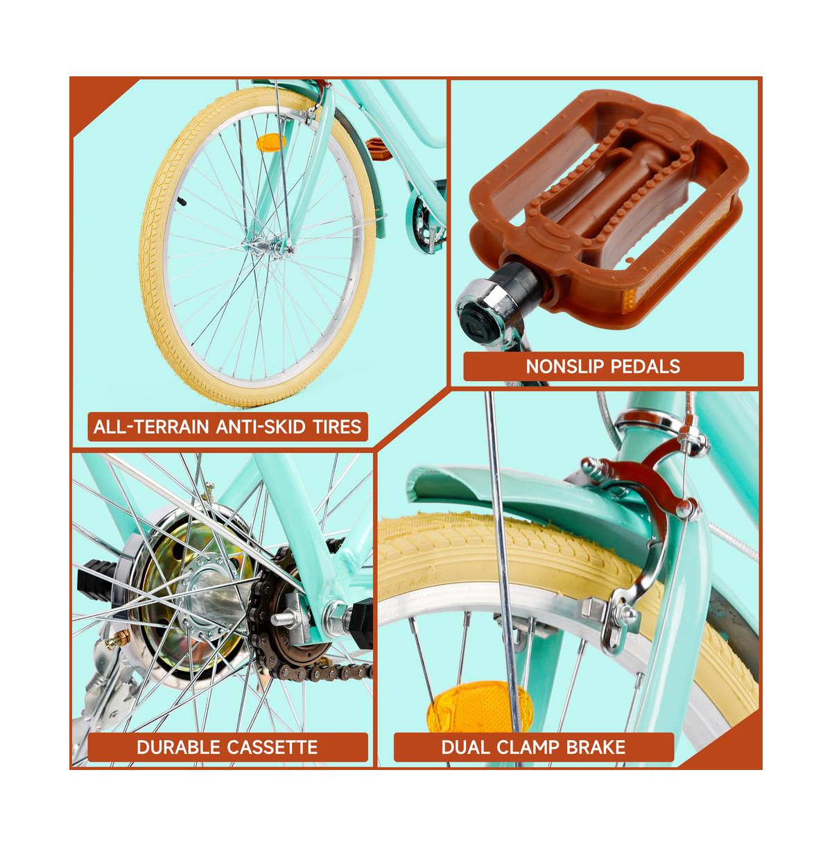 Artudatech 26-Inch Low Step Cruiser Bike with Passenger Seat & Dual Brakes, Free Bottle Holder