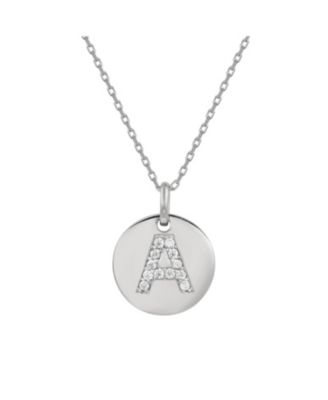 Sterling Silver Cubic Zirconia Letter Initial Disc Pendant - B