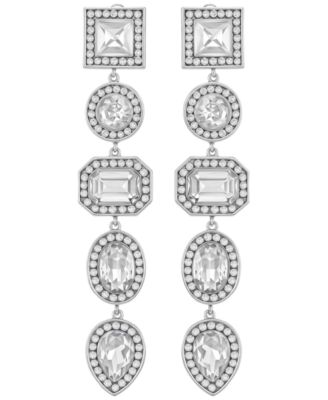 Rhinestone Gold-Tone Linear Clip Statement Earrings (Also Available in Silver-Tone)