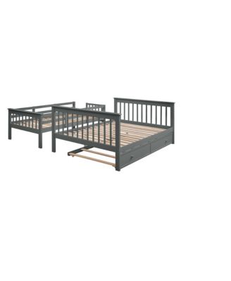 Twin-Over-Full Bunk Bed with Storage and Guard Rail