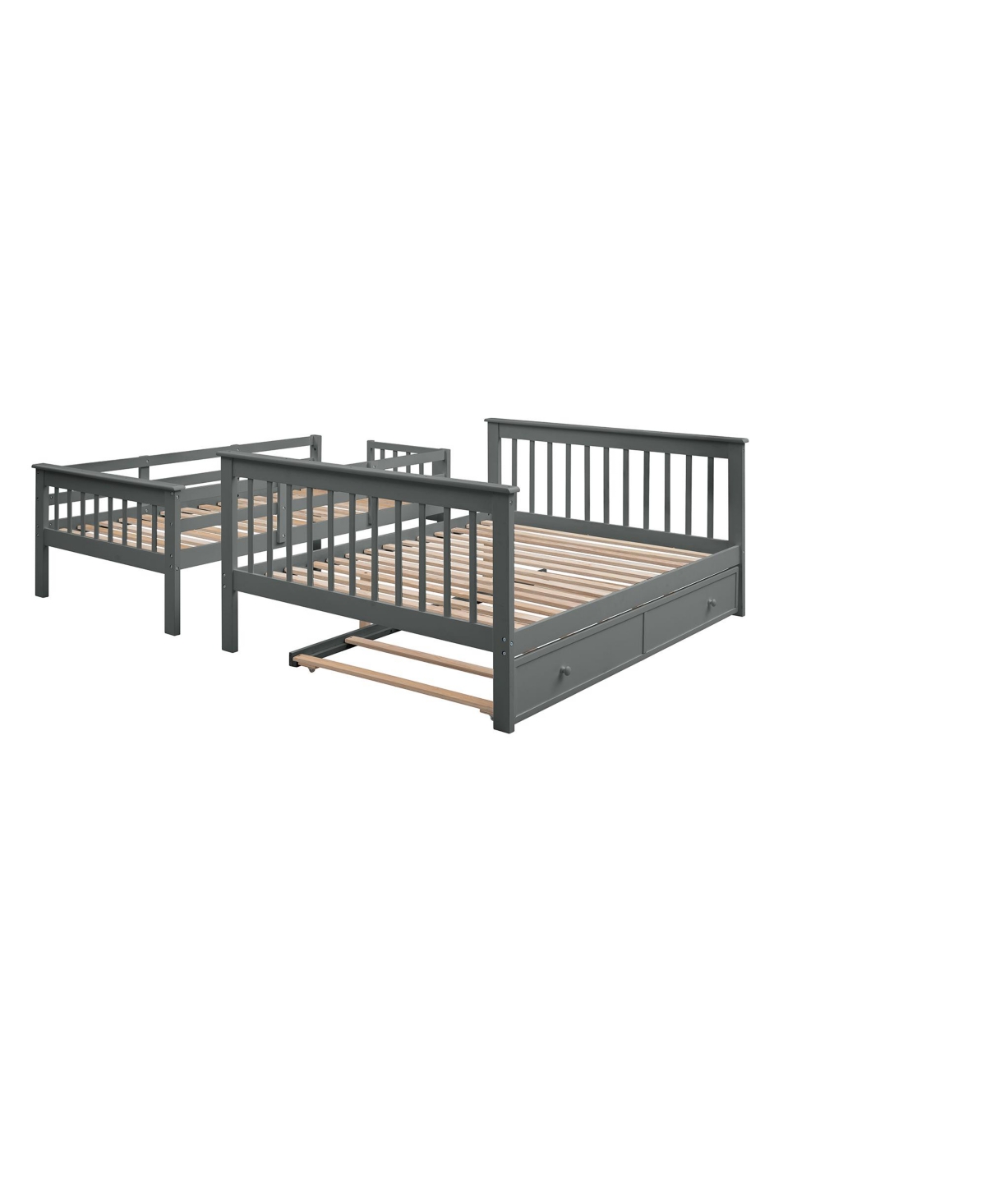Simplie Fun Stairway Twin-Over-Full Bunk Bed With Twin Size Trundle, Storage And Guard Rail For Bedroom