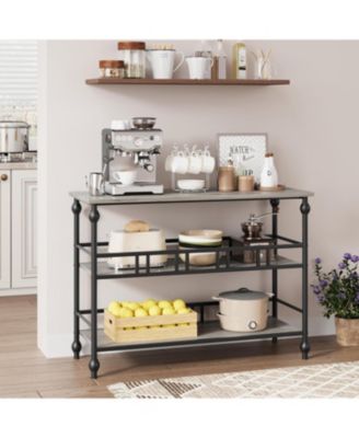 43" 3-Tier Narrow Console Table, Rustic Brown Industrial Entryway Storage Organizer