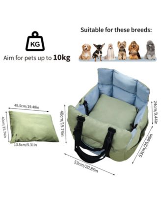 Dog Car Seat for Small Dogs Travel Safety Pet Seat Waterproof with Storage Pockets Green