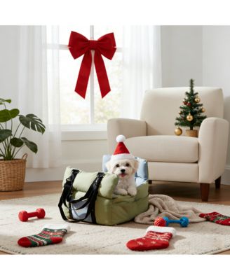 Dog Car Seat for Small Dogs Travel Safety Pet Seat Waterproof with Storage Pockets Green