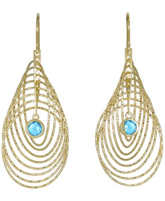Sky Blue Topaz (2 ct. t.w.) Bezel Spiral Drop Earrings in 14k Gold-Plated Sterling Silver (Also Available in Citrine)