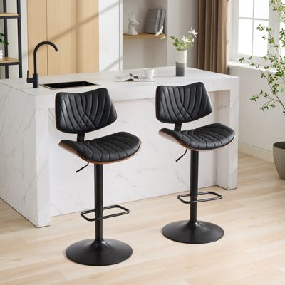 Bentwood Faux Leather Back Swivel Bar Stool