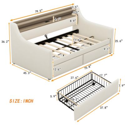 Twin Storage Daybed with USB Charging & LED