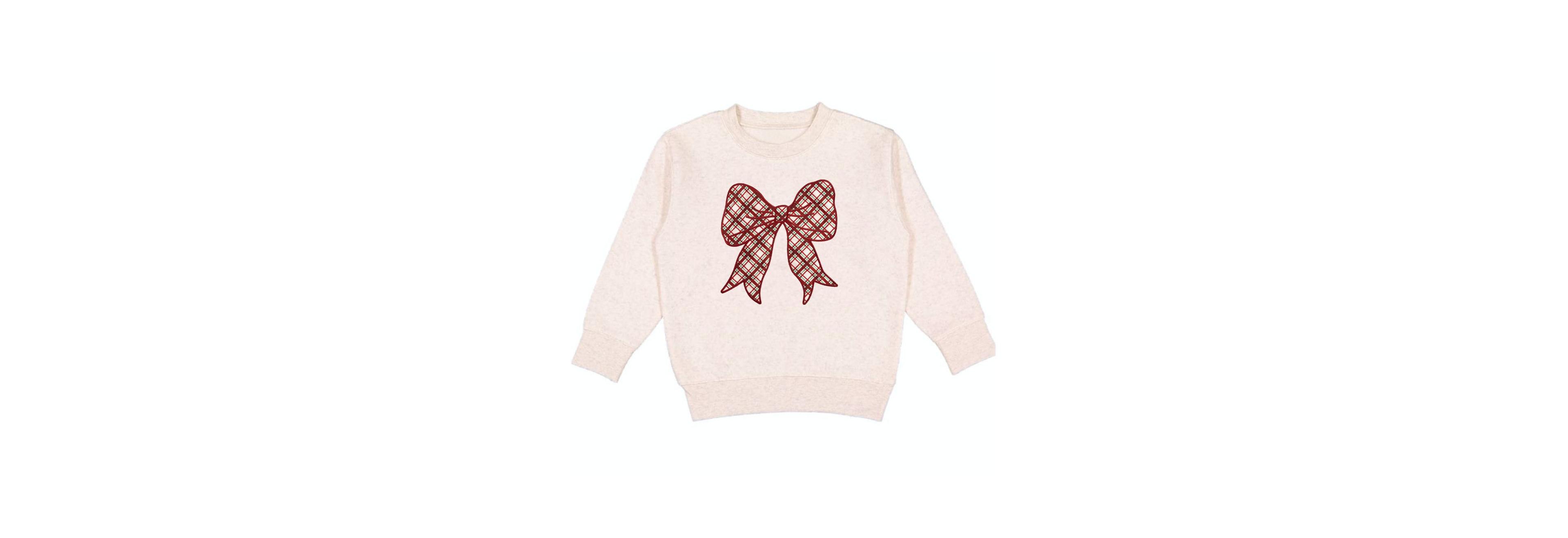 Sweet Wink Girls Christmas Plaid Bow Patch Sweatshirt