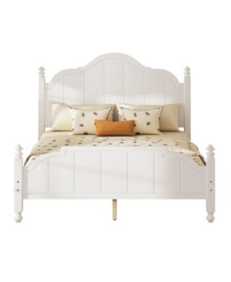 Queen Size Wooden Bed Frame with Headboard Vintage Platform Bed with Slats Support Easy Assembly