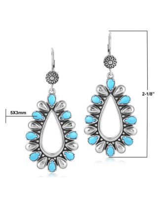 Sterling Silver Kingman Turquoise Open Teardrop Pear-Cut Dangle Earrings