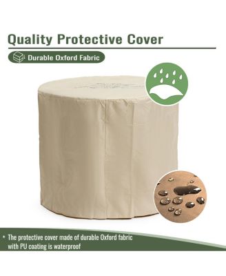 30" Propane Gas Fire Pit Table, 50000 BTU Round Steel Fire Pit with Imitation Wood Grain Finish for Outside Patio Deck Garden