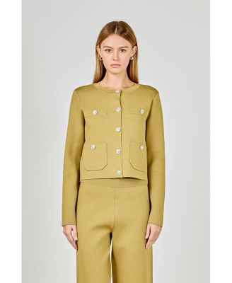 Women's Knit Long Sleeve Cardigan with Pockets