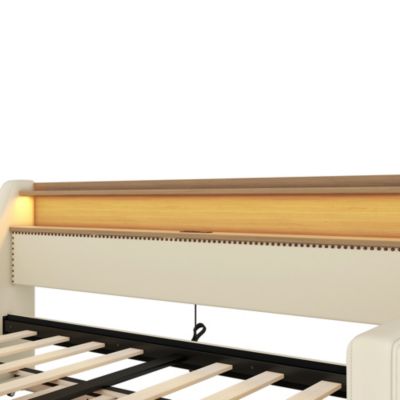 Twin Daybed with Trundle, Charging Station, and LED Lights