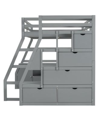 Full Size Loft Bed with 7 Drawers 2 Shelves and Desk