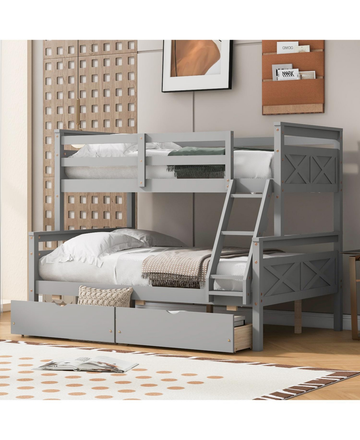 Streamdale Twin over Full Bunk Bed with Storage and Safety Features