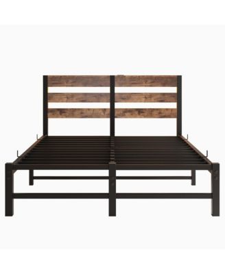 Metal Bed Frame with RGB Lights, Storage