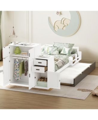 Streamdale Twin Platform Bed with Bookshelf & Trundle