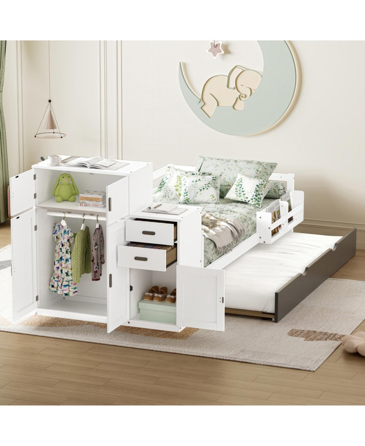 Streamdale Furniture Streamdale Twin Platform Bed with Bookshelf & Trundle