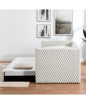 Twin Daybed Sofa Bed Pull-Out, Plaid Corduroy