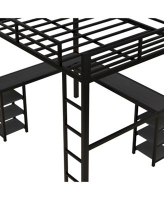 Full Metal Loft Bed with Desk & Shelves