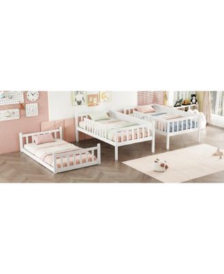 Triple Twin Rubberwood Bunk Bed, Ladders